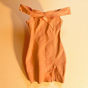 SUPERDOWN Orange Bandage Off The Shoulder Dress Size XS